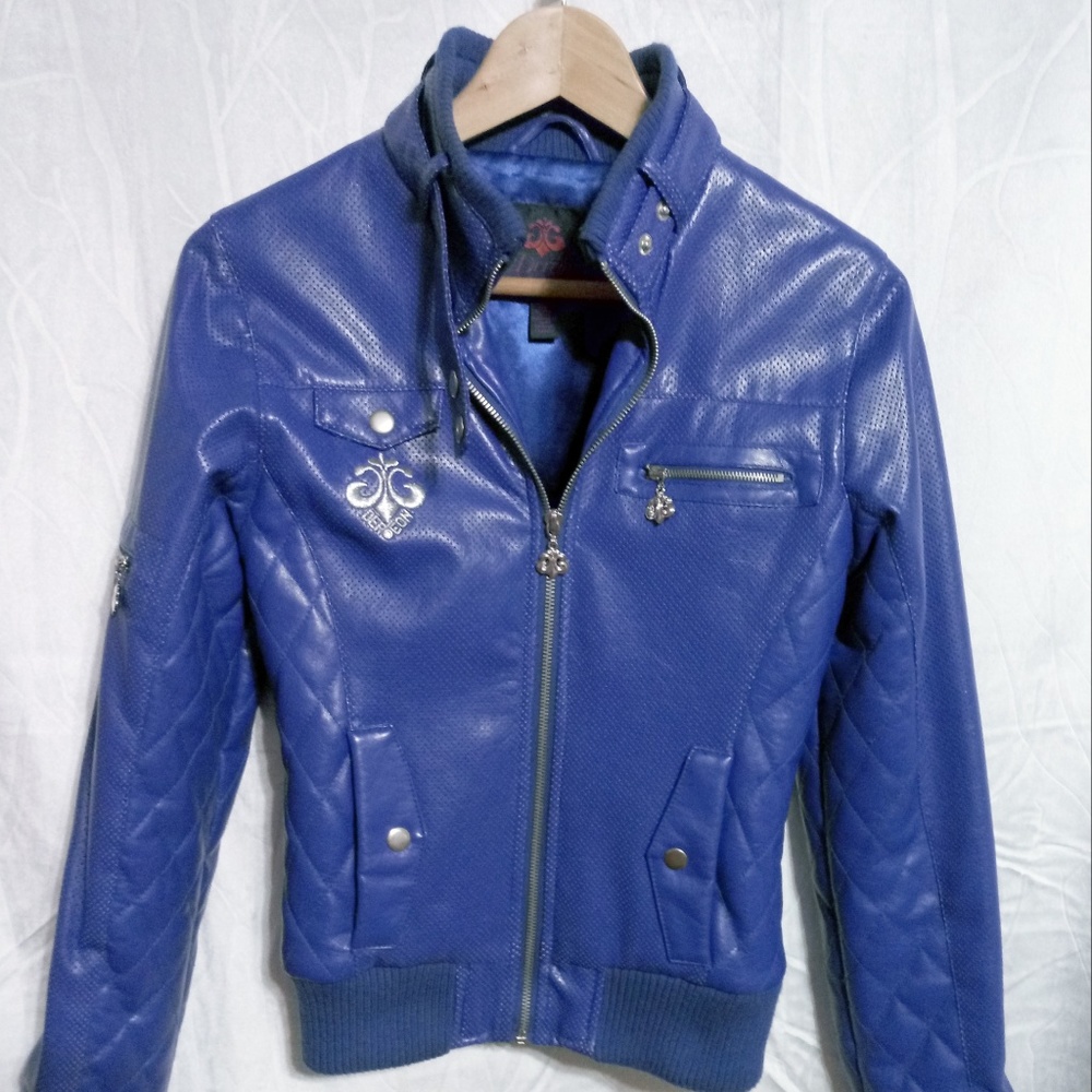Dereon Embellished Blue Jacket Size S/P